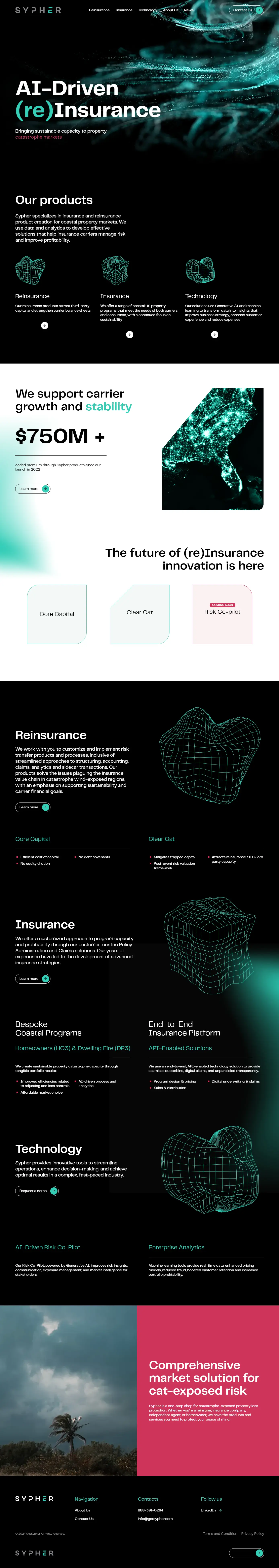 Neil DC | Web Specialist 360 providing web development service for Sypher is a team of (re)Insurance visionaries using AI and machine learning to develop transformative products and processes for stakeholders in catastrophe-exposed regions.